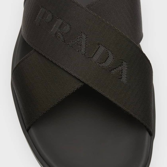 Prada Men's Nastro Web Logo Slides Sandals - Picture 3 of 16